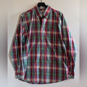 Mobile Bay Plaid Button Down Shirt Cotton Size Large Classic men's Preppy Casual